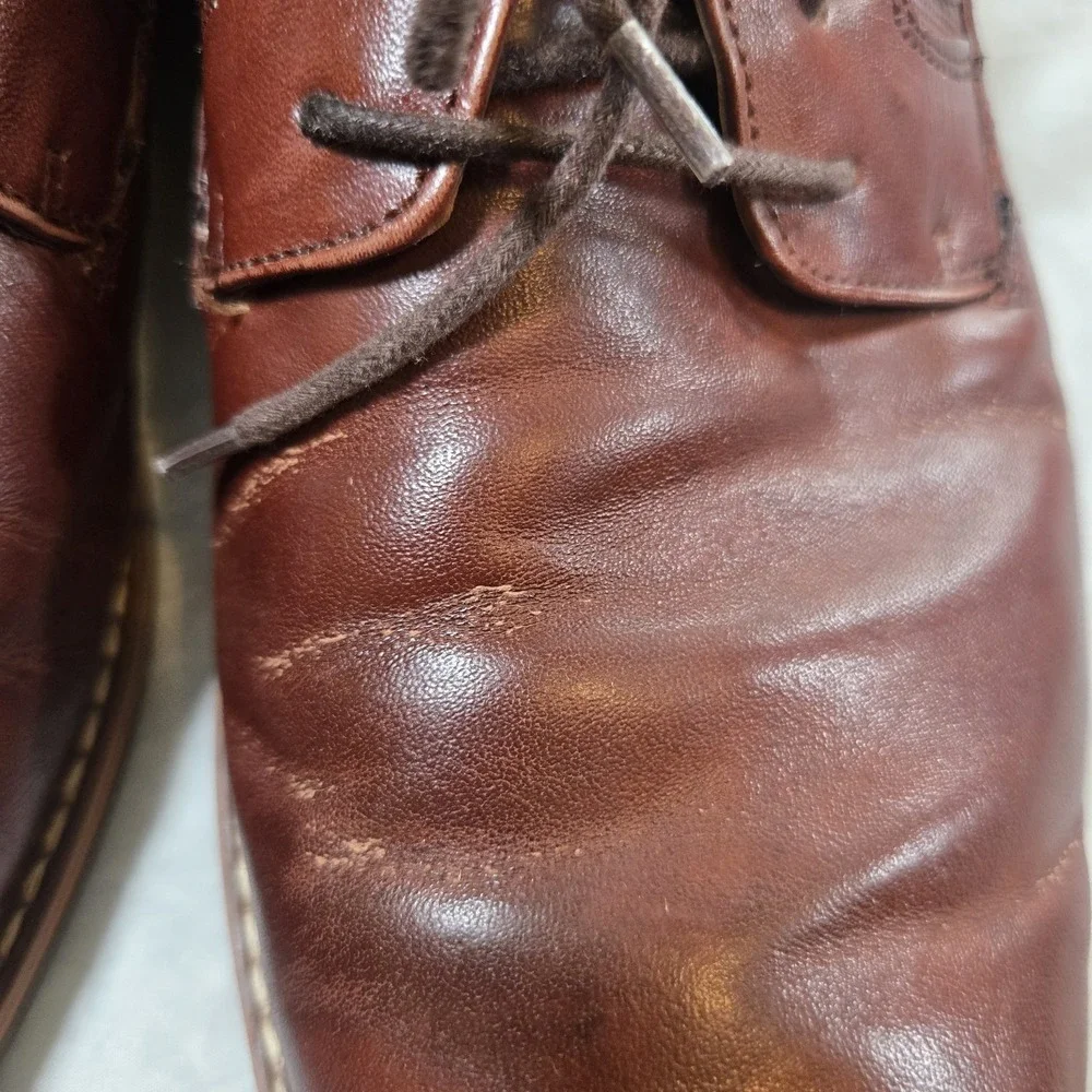 Steve Madden Oakes Men's Brown Leather Derby Dress Shoes Size 13 Lace Up Comfort